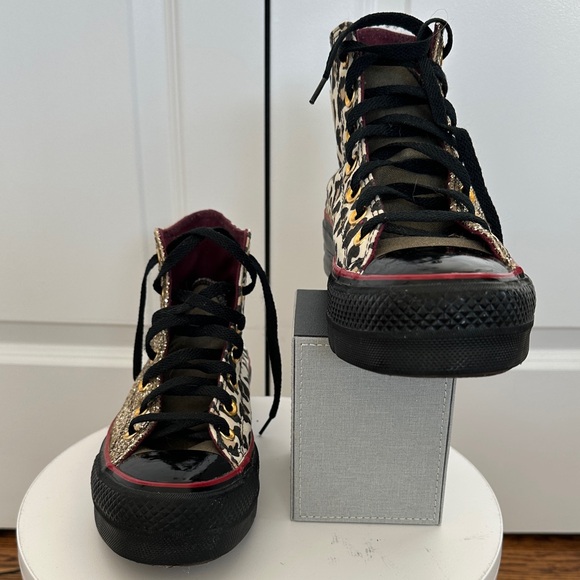 Converse Chuck Taylor All Star Lift Platform Leopard Zebra Glitter Sneakers - Picture 5 of 13